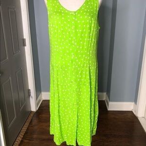 Neon Green polka dot dress, best fits a 16/18
